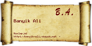 Banyik Ali névjegykártya
